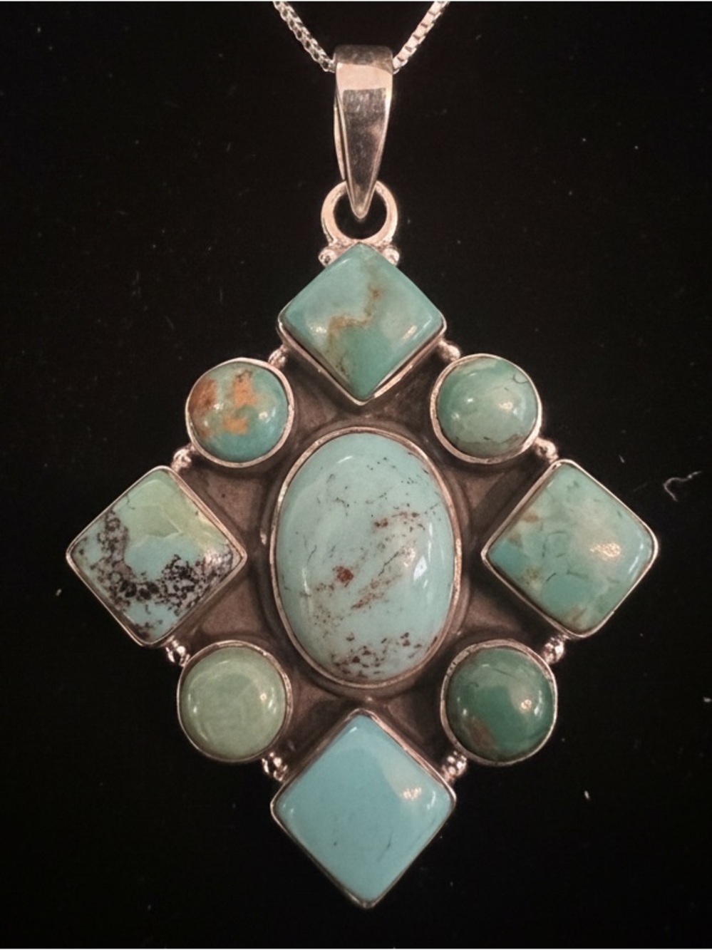 Kingman‎ Turquoise Multi-Stone Pendant Necklace - Sterling, silver Women Jewelry